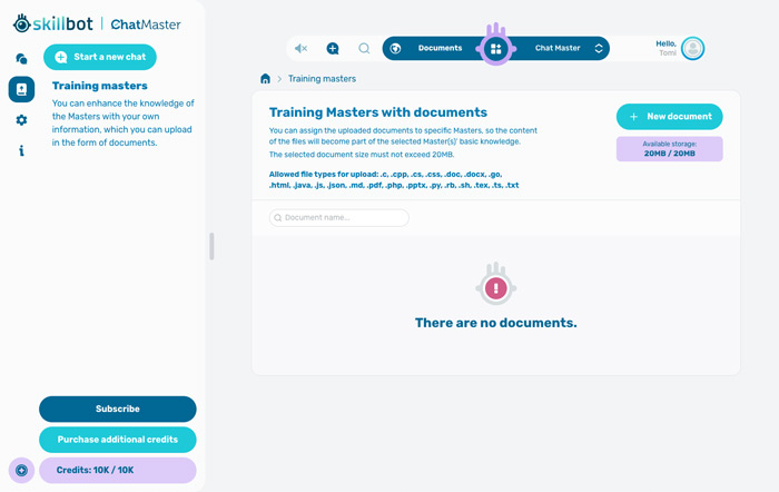 Website's Documents section in desktop view