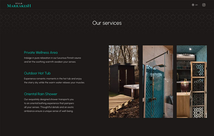 Website's Services section in desktop view